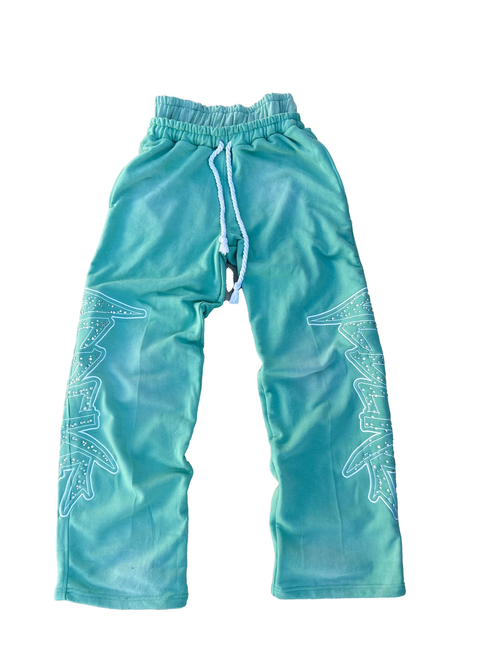 VEDERE MINT GREEN DOUBLE WAISTED SWEATS
