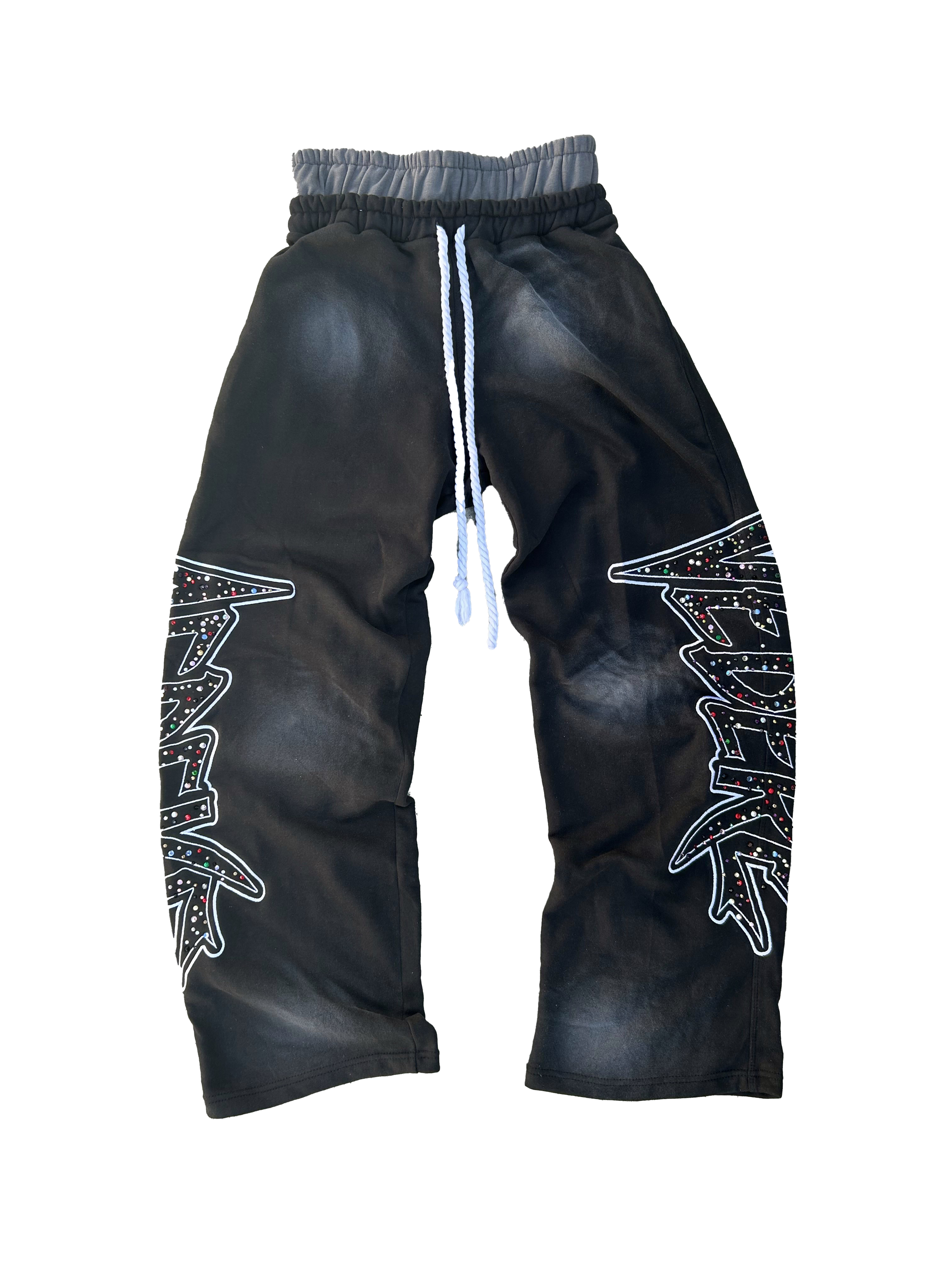 VEDERE BLACK DOUBLE WAISTED SWEATS