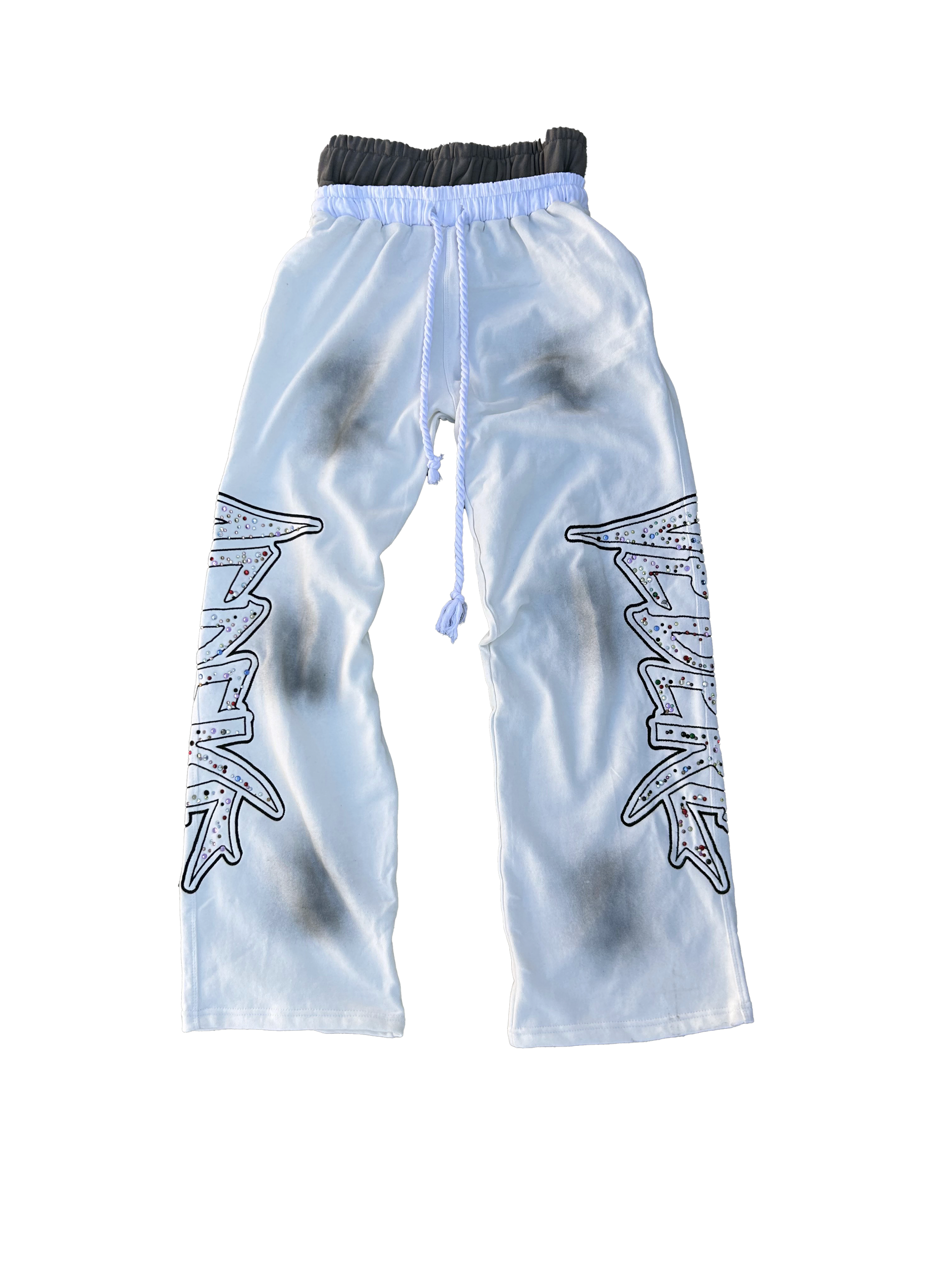 VEDERE WHITE DOUBLE WAISTED SWEATS