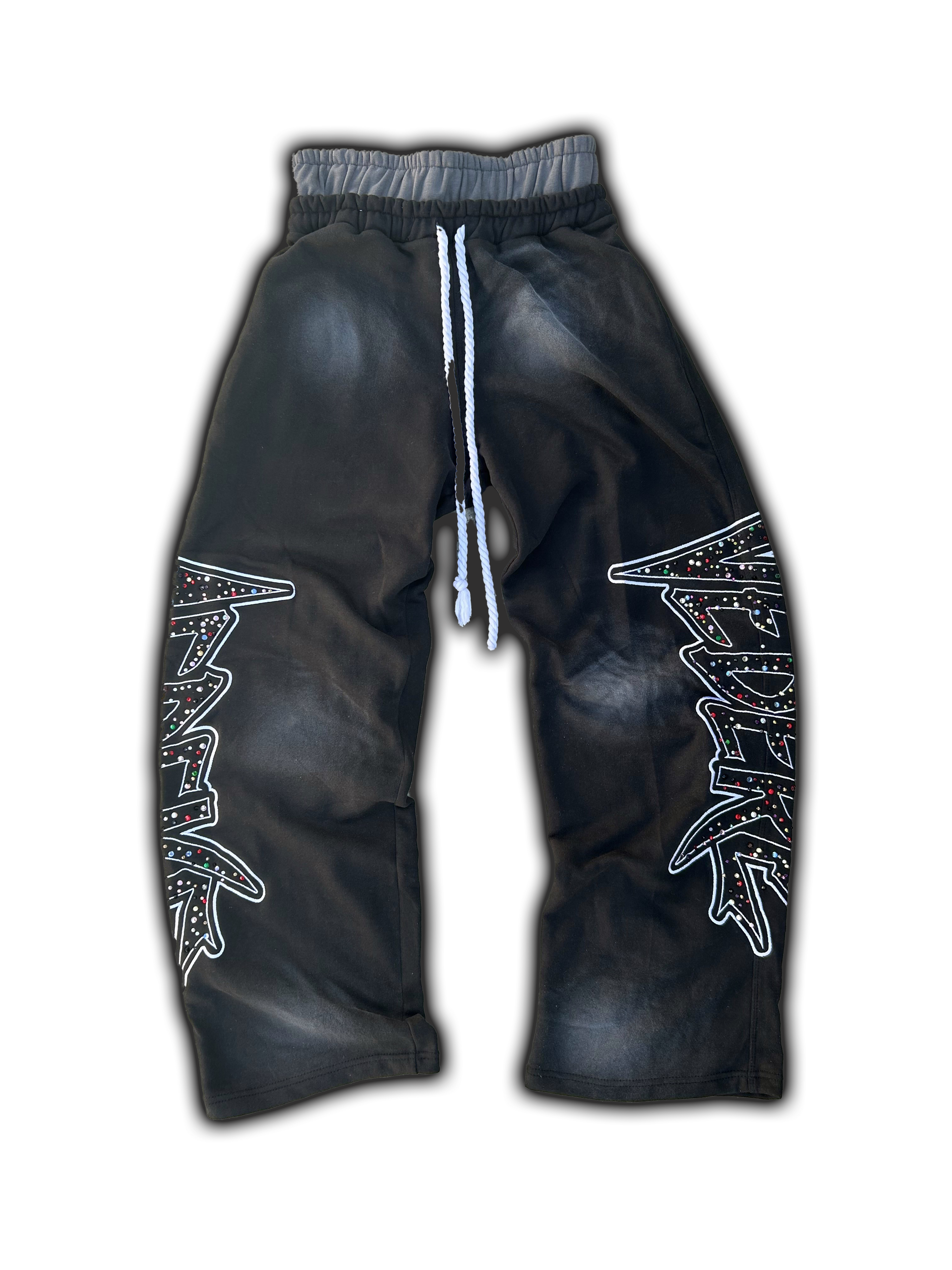 VEDERE BLACK DOUBLE WAISTED SWEATS