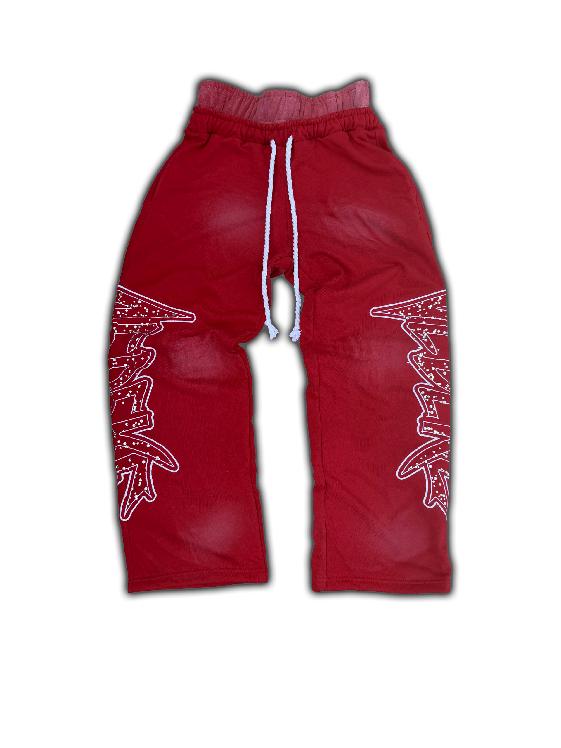 VEDERE RED DOUBLE WAISTED SWEATS